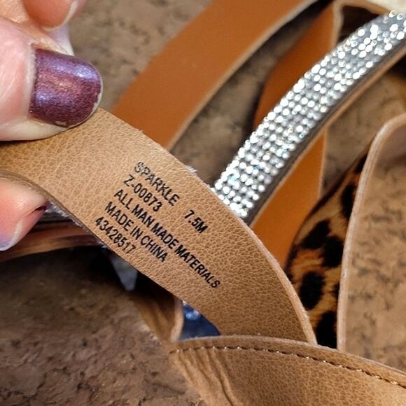 2 Pairs Strappy Rhinestones & Animal Print Sandals Size 7.5 Bundle - Picture 14 of 16